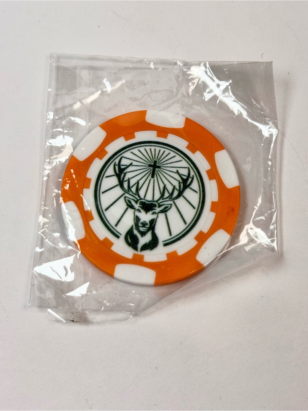 Jägermeister Poker Chip Golf Ball Marker Orange w/ Stag Logo - New.